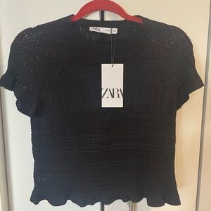 Zara Black Lace Detail Blouse